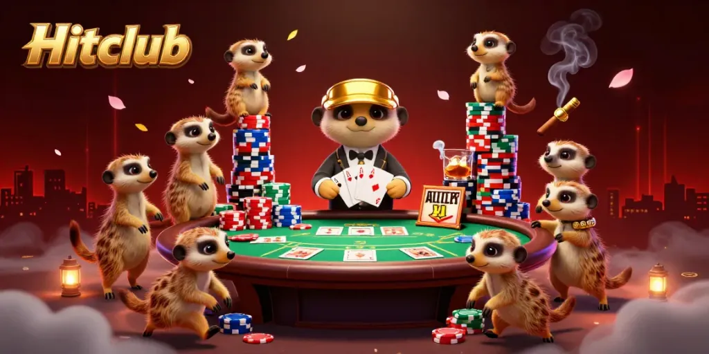 Experience thrilling action at Hitclub with meerkats managing a vibrant casino.