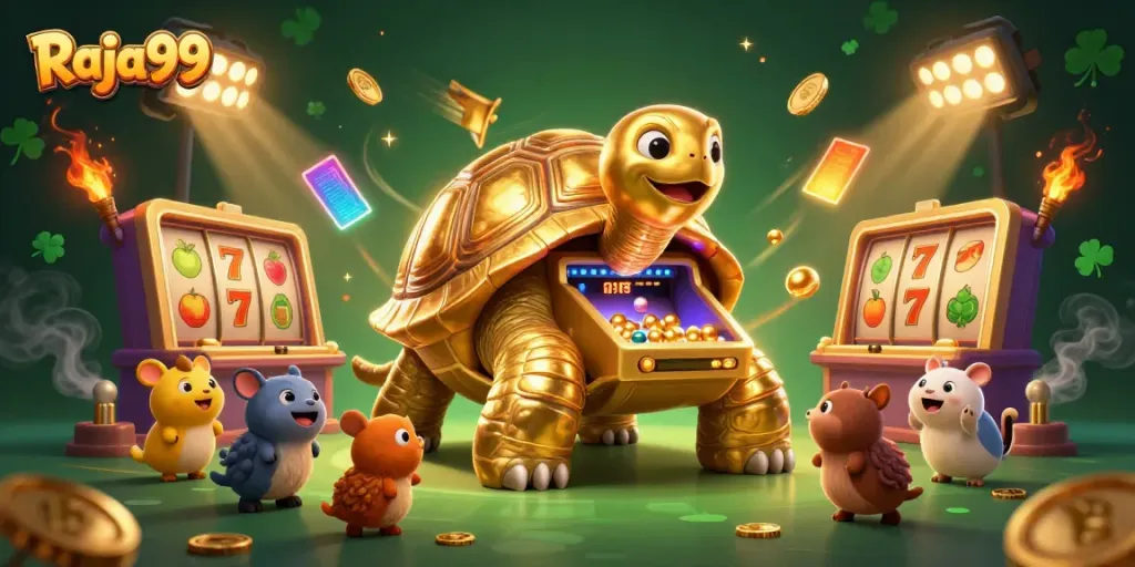 Raja99 menghadirkan pengalaman bermain slot online dengan mesin pinball dalam suasana ceria.