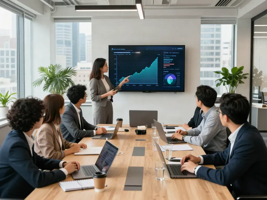 Professionals collaborating in a modern office environment focused on bpinetempresas strategies.