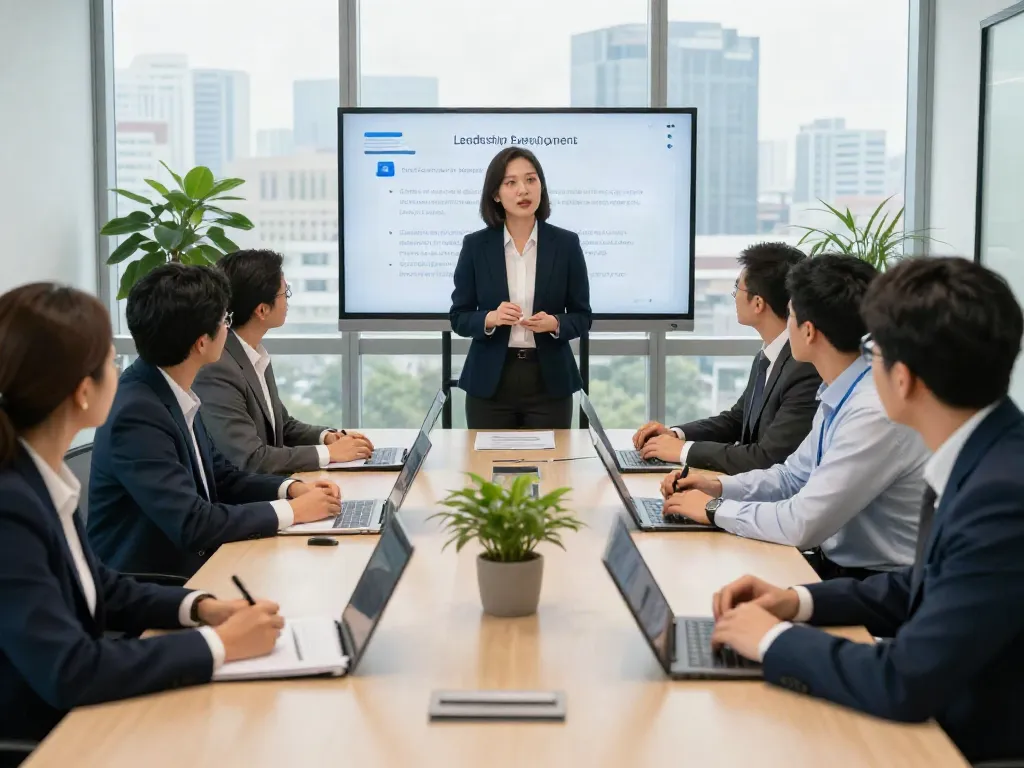 PedroVazPaulo Executive Coaching session focused on leadership development with diverse executives in a collaborative environment.