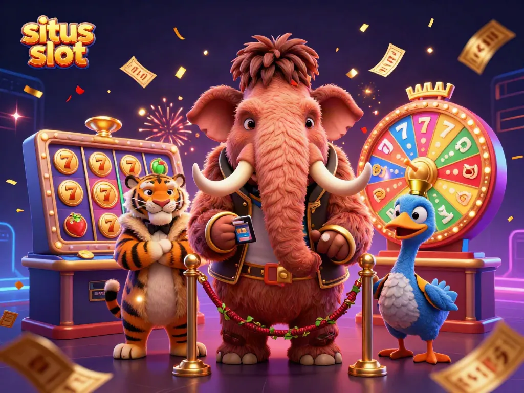 Experience the thrill of situs slot with a vibrant 3D casino scene featuring unique characters and dynamic elements.