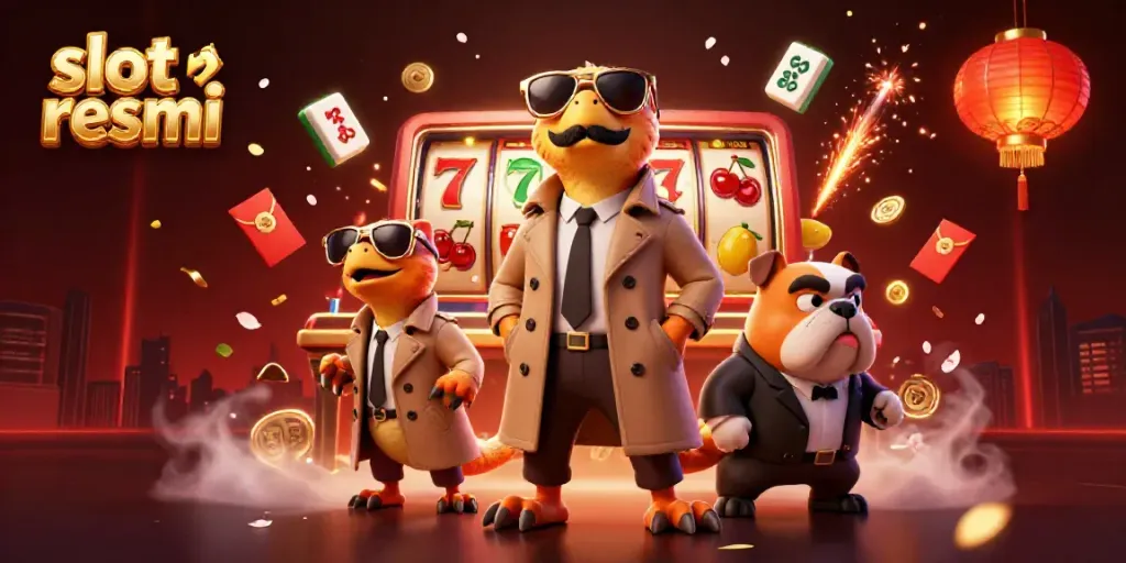 Experience a lively casino scene featuring raptors in a trench coat seeking VIP access, emphasizing slot resmi themes.