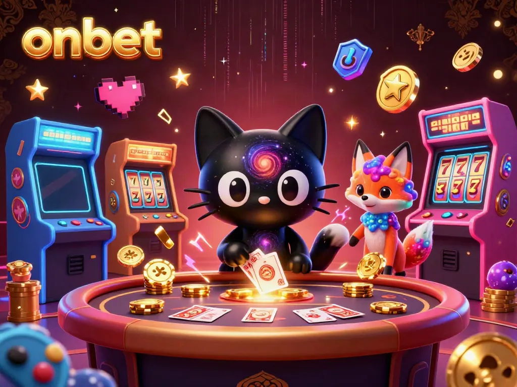 Engage in thrilling gaming adventures with onbet's vibrant casino illustration showcasing a cosmic theme.