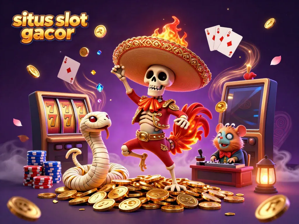 Genggam kemenangan bermain situs slot gacor dengan ilustrasi keceriaan slot dan sejumlah karakter unik.