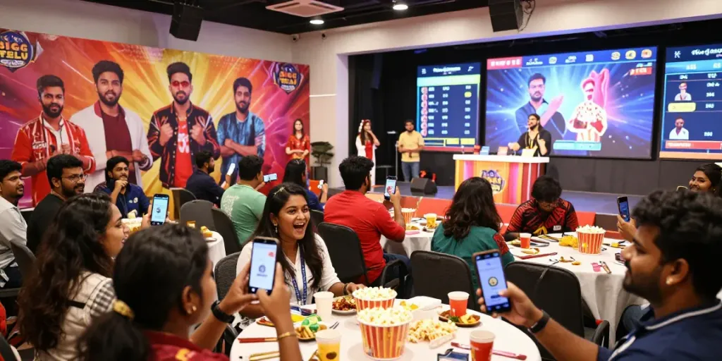 Bigg Boss Telugu voting today event with fans engaged in voting and enjoying the atmosphere.