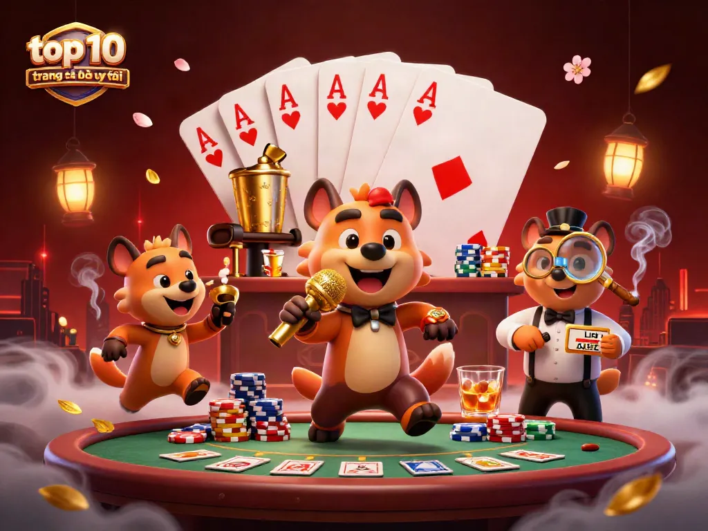 Cá độ bóng đá uy tín với hình ảnh hài hước tại casino 3D, những chú linh cẩu kể chuyện cười.