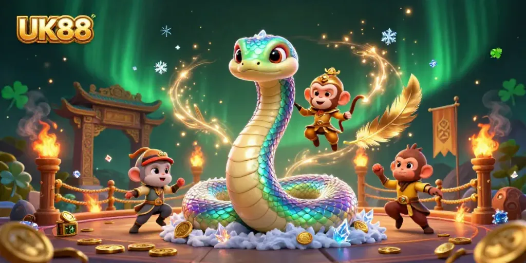 Experience the vibrant UK88 casino world with 3D characters and dynamic game elements.
