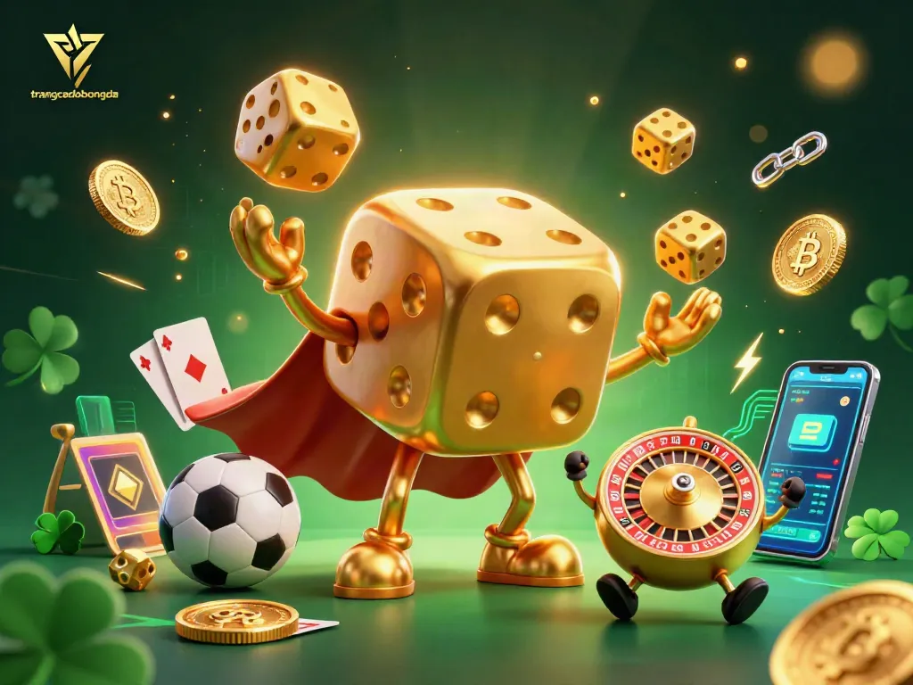 Engage with trangcadobongda's vibrant 3D sports betting illustration showcasing dynamic characters and exciting betting elements.