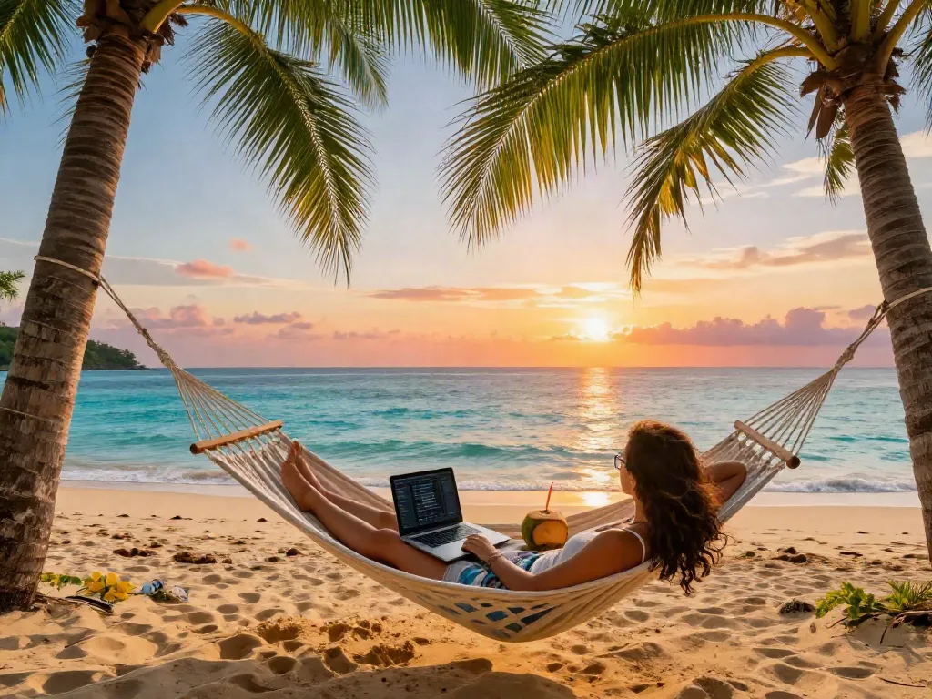 The best places to live for remote workers at a stunning tropical beach, featuring crystal-clear waters, perfect for vacation and adventure.