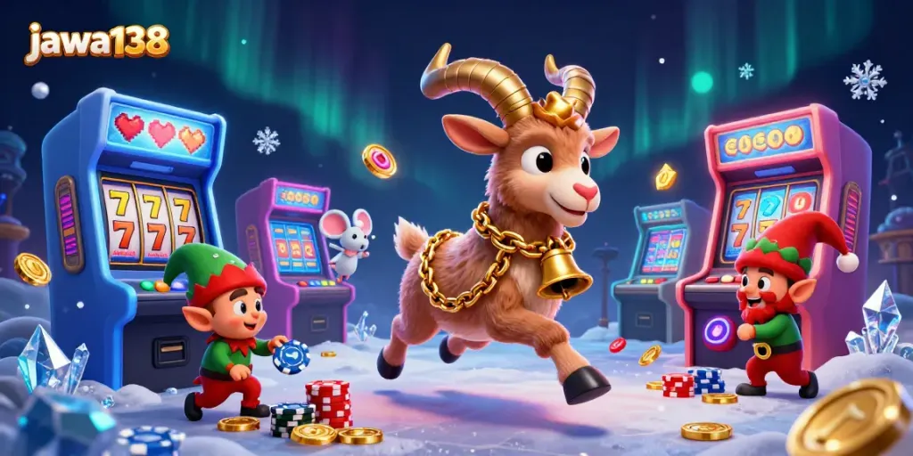 Engage in thrilling gameplay at jawa138's festive casino with Krampus and elf gremlins stealing poker chips.