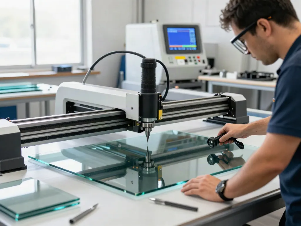 Glass cutting machine supplier operating in a modern workshop.