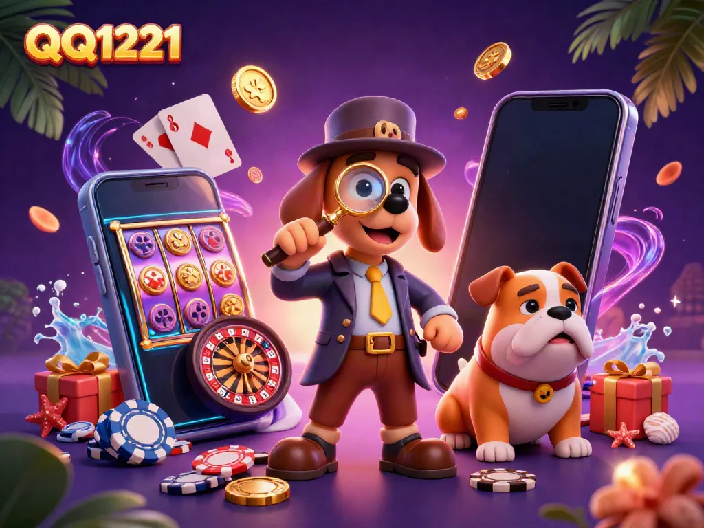 Engage in thrilling gaming adventures with QQ1221's immersive casino illustration.