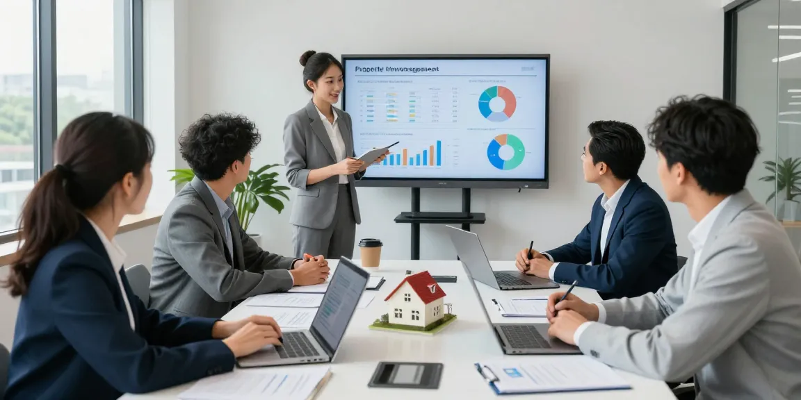 Dedicated team of property management companies Edmonton discussing investment strategies in a bright office.