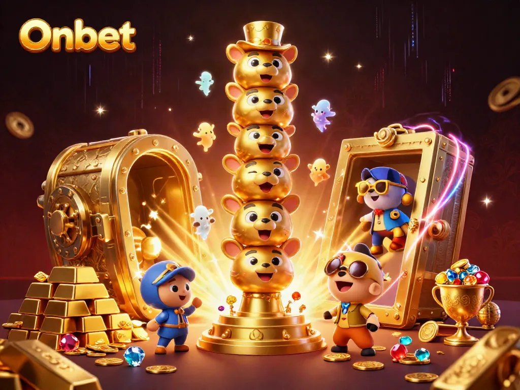 Experience thrilling gameplay at Onbet with a vibrant 3D casino scene showcasing captivating game elements.