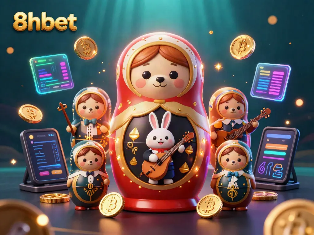 Experience a vibrant 8xbet gaming scene with 3D characters and cryptocurrency elements in action.
