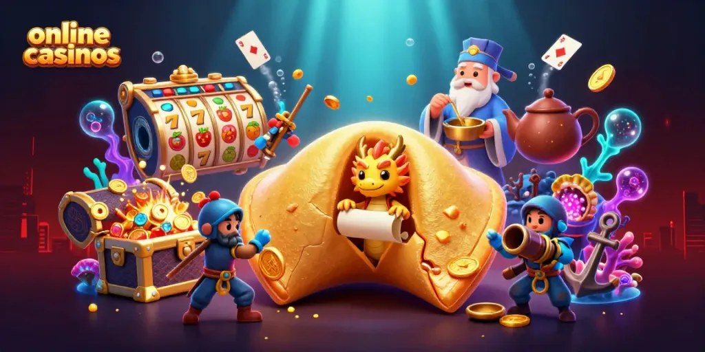 Experience vibrant online casinos with dragon guardians and golden treasures in this colorful 3D scene.