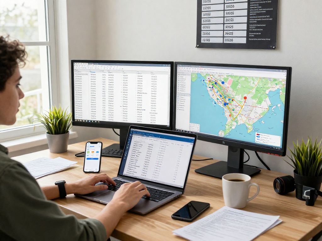 Who called me? User searching phone number origins in a modern office.