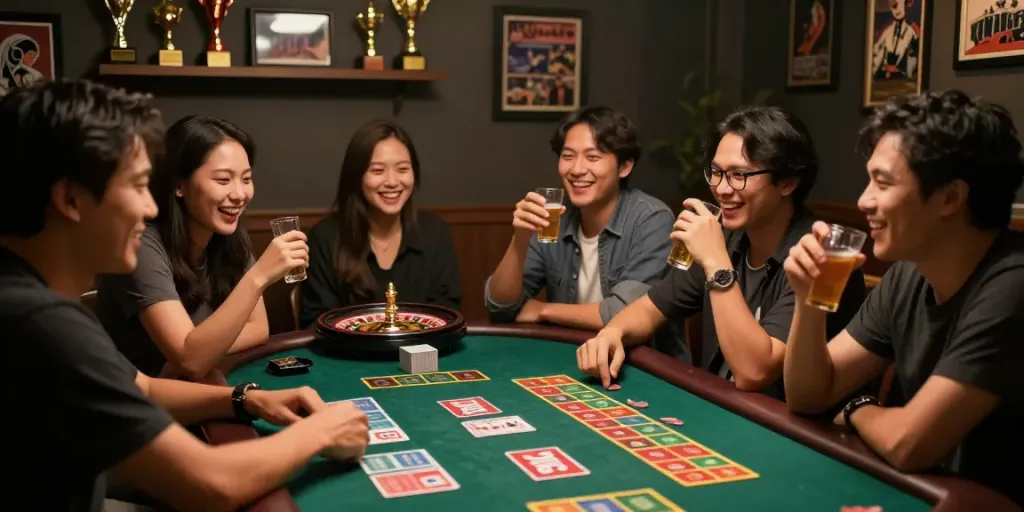 Moment bahagia saat bermain ratutogel dengan teman-teman di ruang santai.