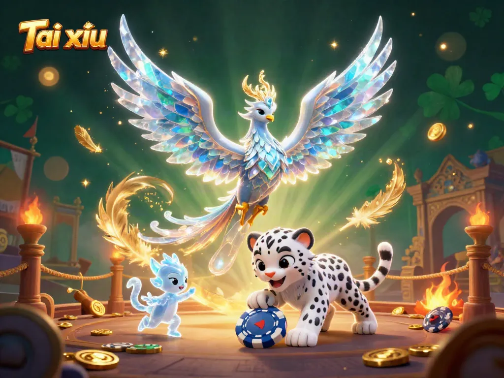 Experience the thrill of Tài xỉu with vibrant characters and dynamic betting elements in a stunning 3D illustration.