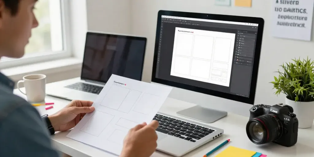Creating a custom Replacement Diploma in a bright office space with a computer.