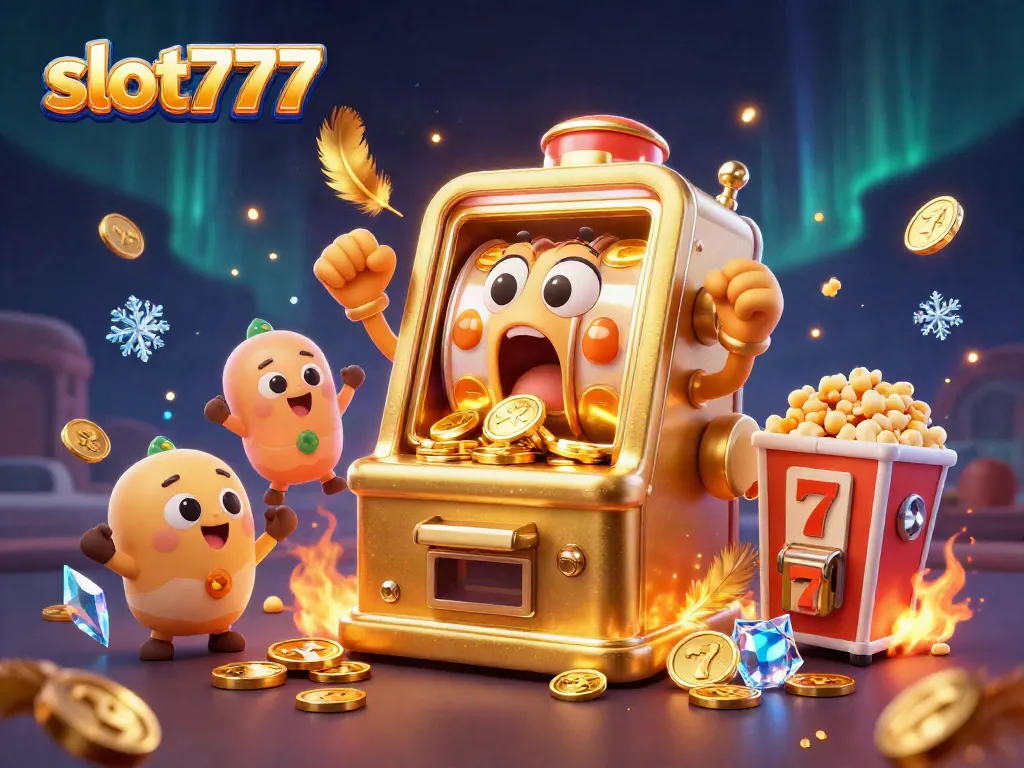 Experience the excitement of slot777 with a vibrant 3D illustration of winning slots.