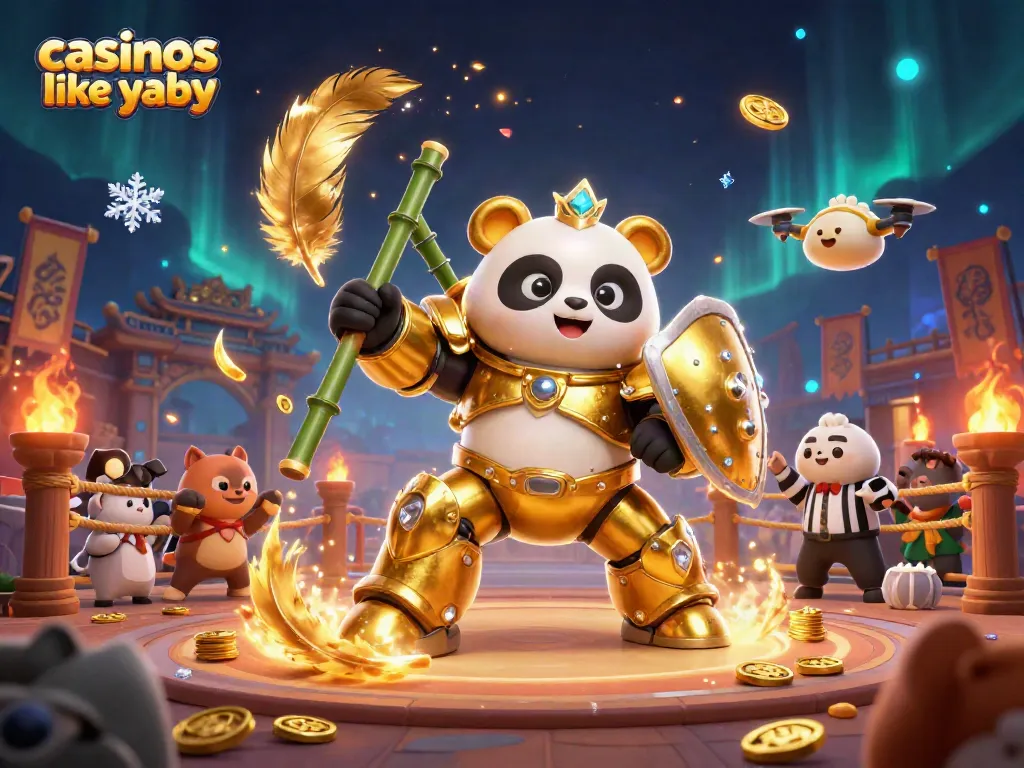 Spin and win at casinos like yabby with an energetic 3D battle-themed casino scene!