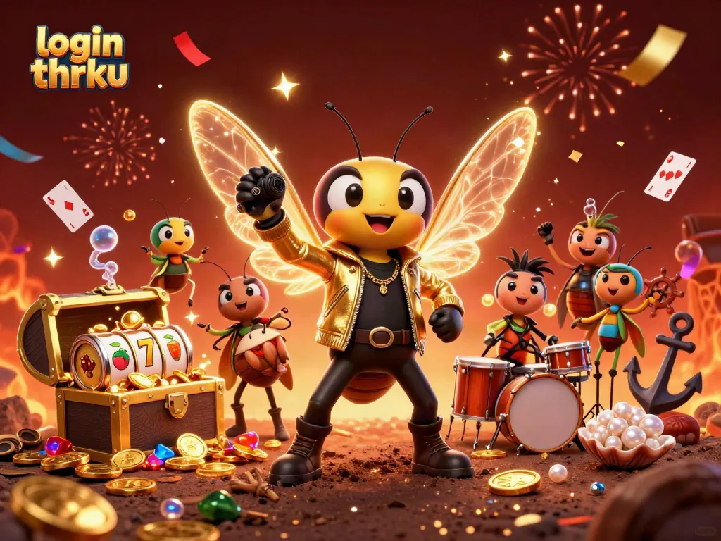 Experience the vibrant energy of login thrku as iconic characters celebrate in an exciting casino scene.