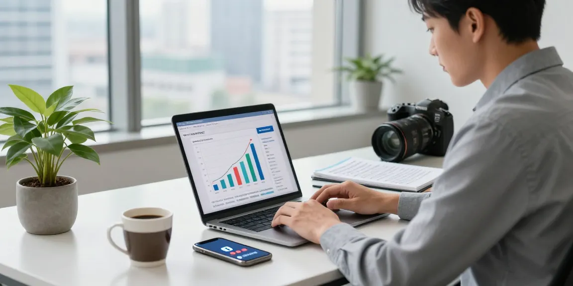 Buying Facebook followers strategy meeting, professional analyzing growth analytics.