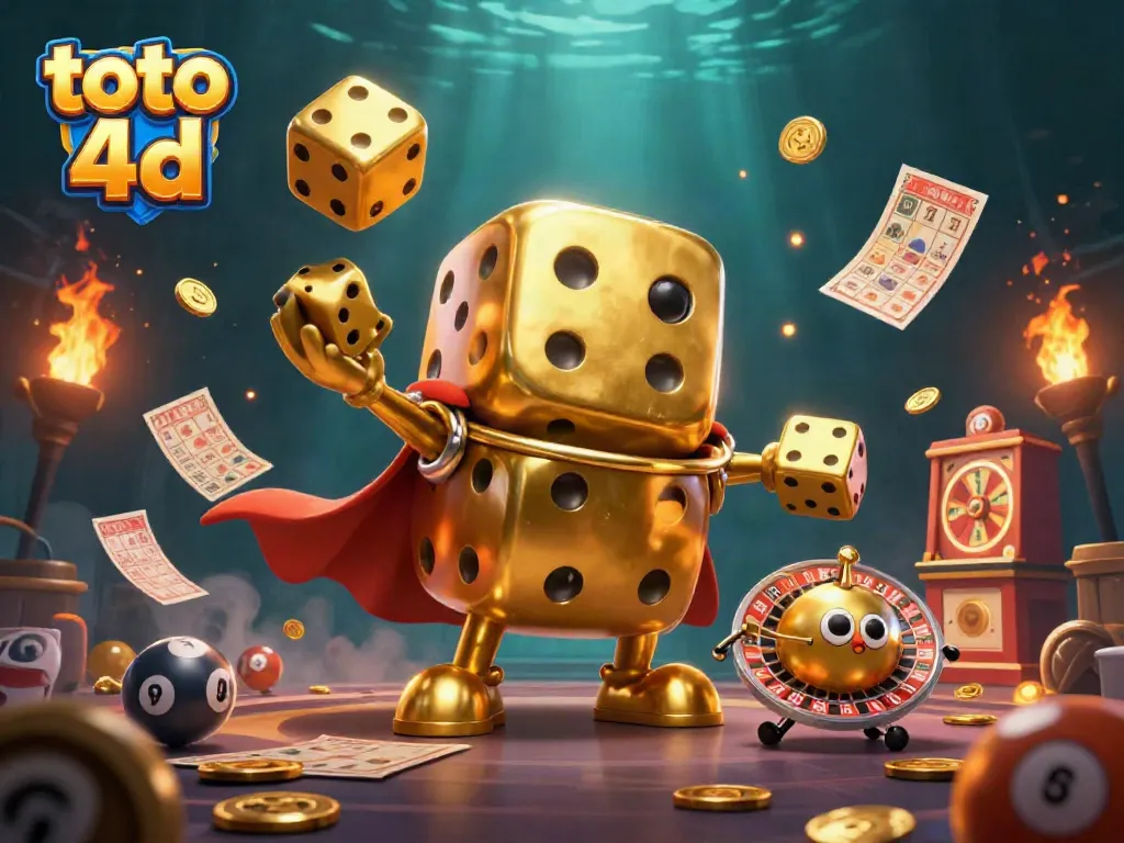 Tembak nomor toto 4d dengan kombinasi visual menarik dalam ilustrasi kasino 3D.