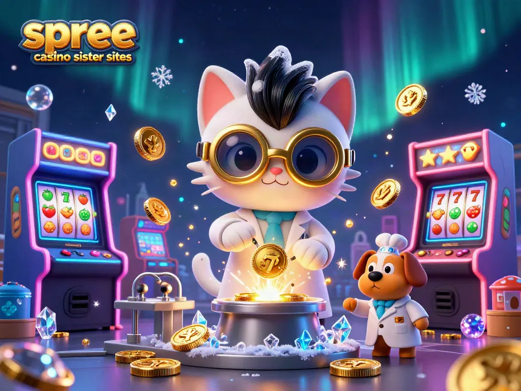 Engage with spree casino sister sites through vibrant 3D gaming illustrations filled with coins and lucky symbols.