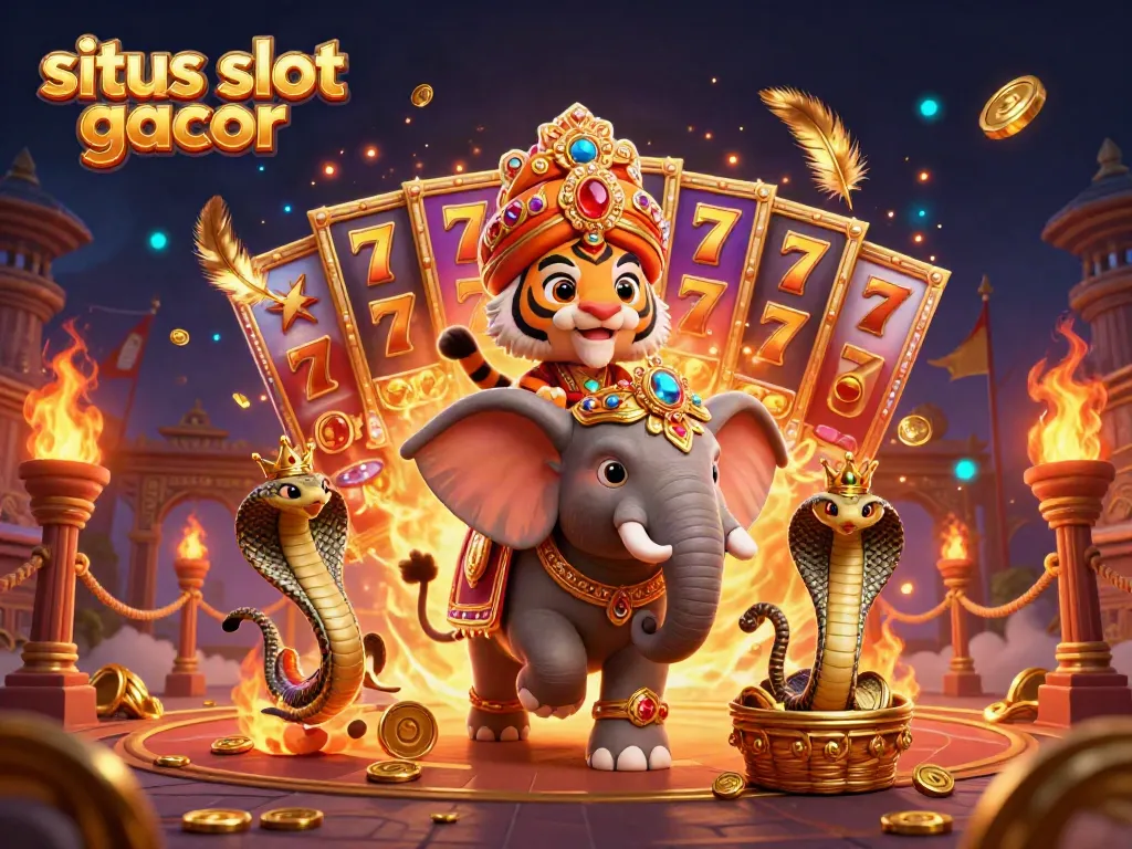 Experience the vibrant world of situs slot gacor with this stunning 3D illustration of a maharaja and elephant.