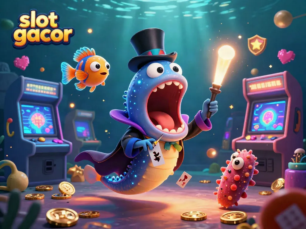 Experience thrilling action with slot gacor in this vibrant 3D underwater casino scene.