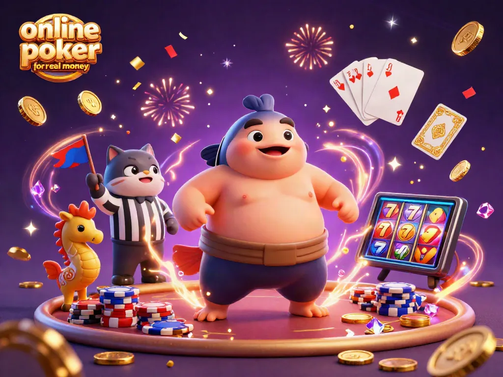 Engage with online poker casinos for real money in a vibrant underwater poker scene featuring dynamic characters.