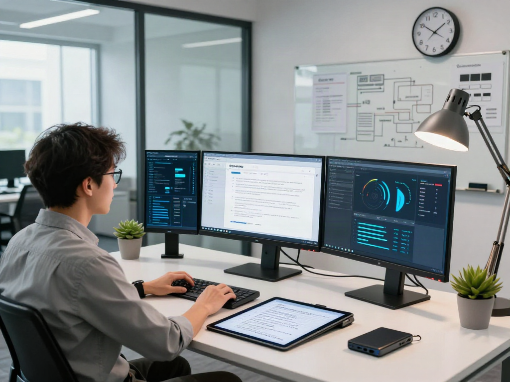 Detecting document fraud with advanced software in a modern cybersecurity workspace.