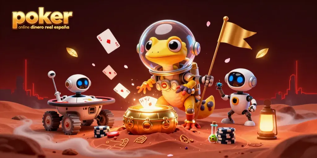 Juega al póker online con dinero real en España en esta vibrante y emocionante ilustración de casino