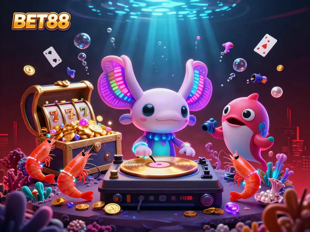BET88 mang đến không gian sôi động với DJ nhện axolotl, tạo bầu không khí cá cược hấp dẫn dưới biển.