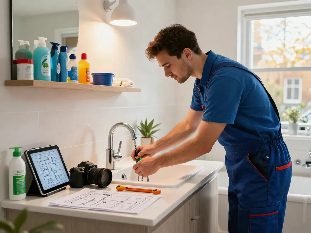 WEFIX London plumber performing maintenance with quality tools in a modern home environment.
