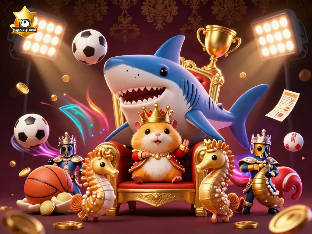 Experience thrilling sports betting with bandungtoto, showcasing an engaging scene of vibrant characters and elements.