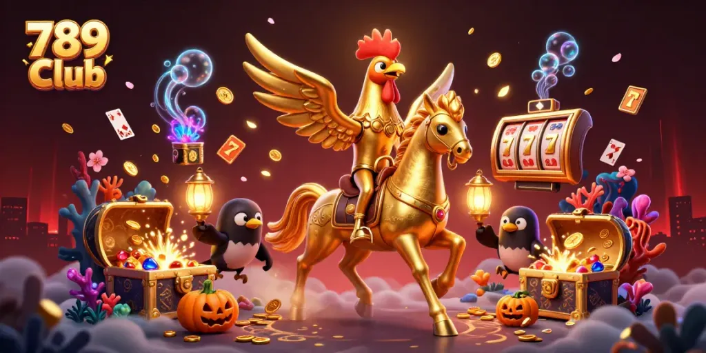 Experience thrilling action at the 789 Club casino with the golden rooster and mystical atmosphere.