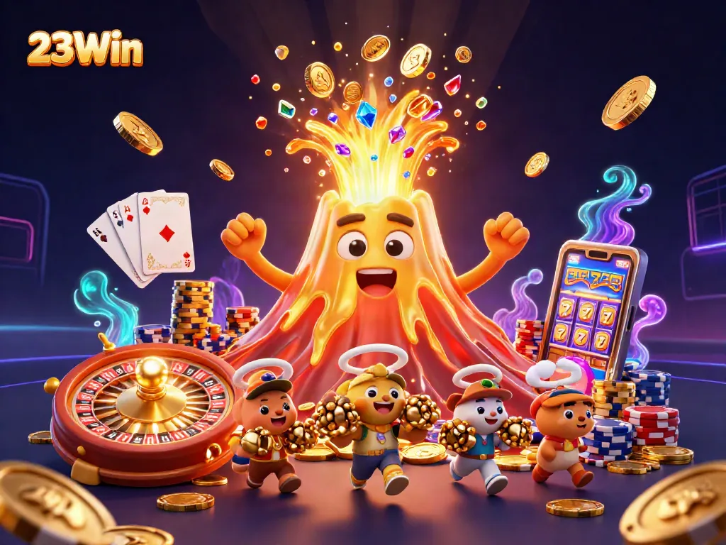 Play and win with the 23Win casino volcano, overflowing with treasures and gambling excitement.