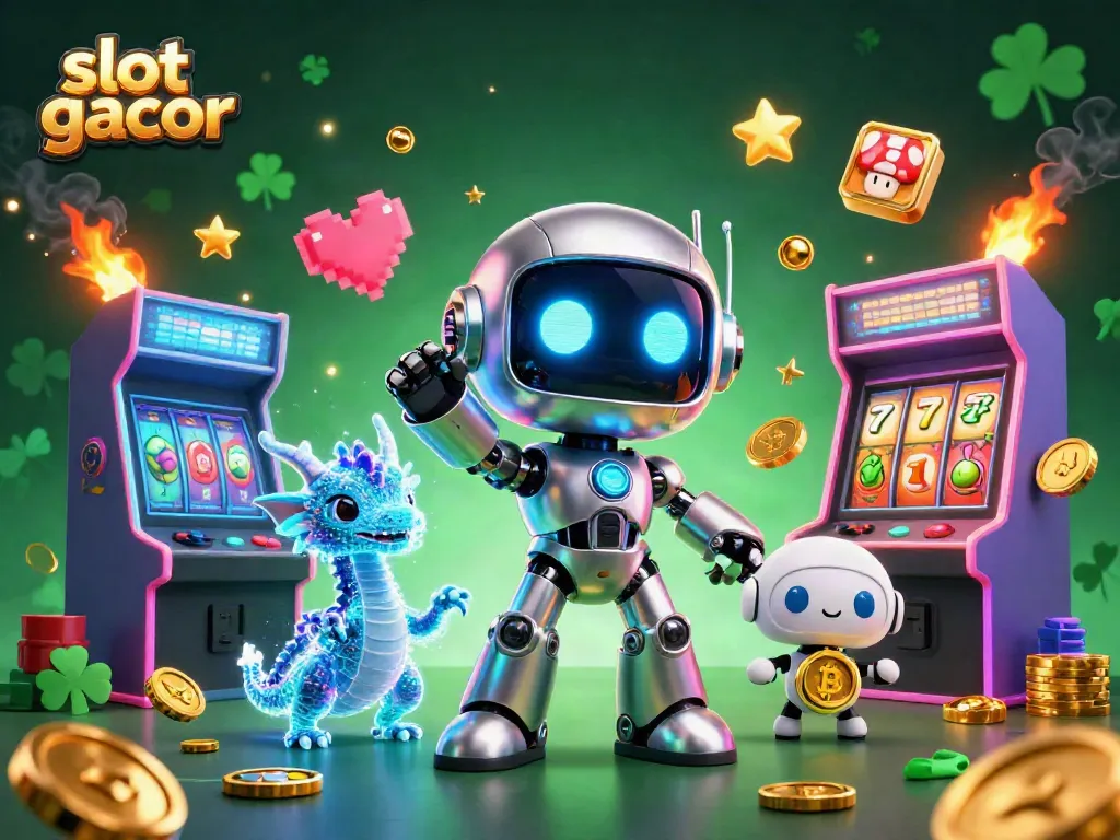 Slot gacor: Mainkan mesin slot dengan karakter robot futuristik dan elemen kasino yang menarik.