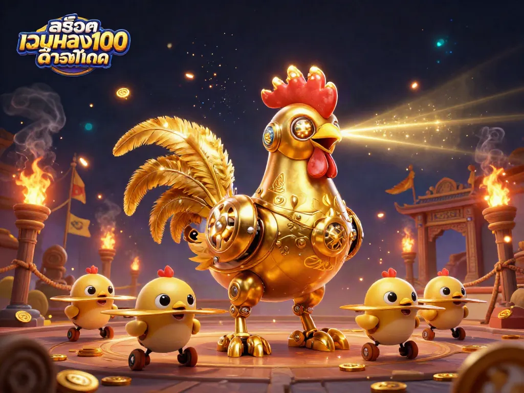 เล่นสล็อตเว็บตรง100 ต่างประเทศ กับหุ่นยนต์ไก่ทองคำที่ยิงเลเซอร์สลักลายทอง