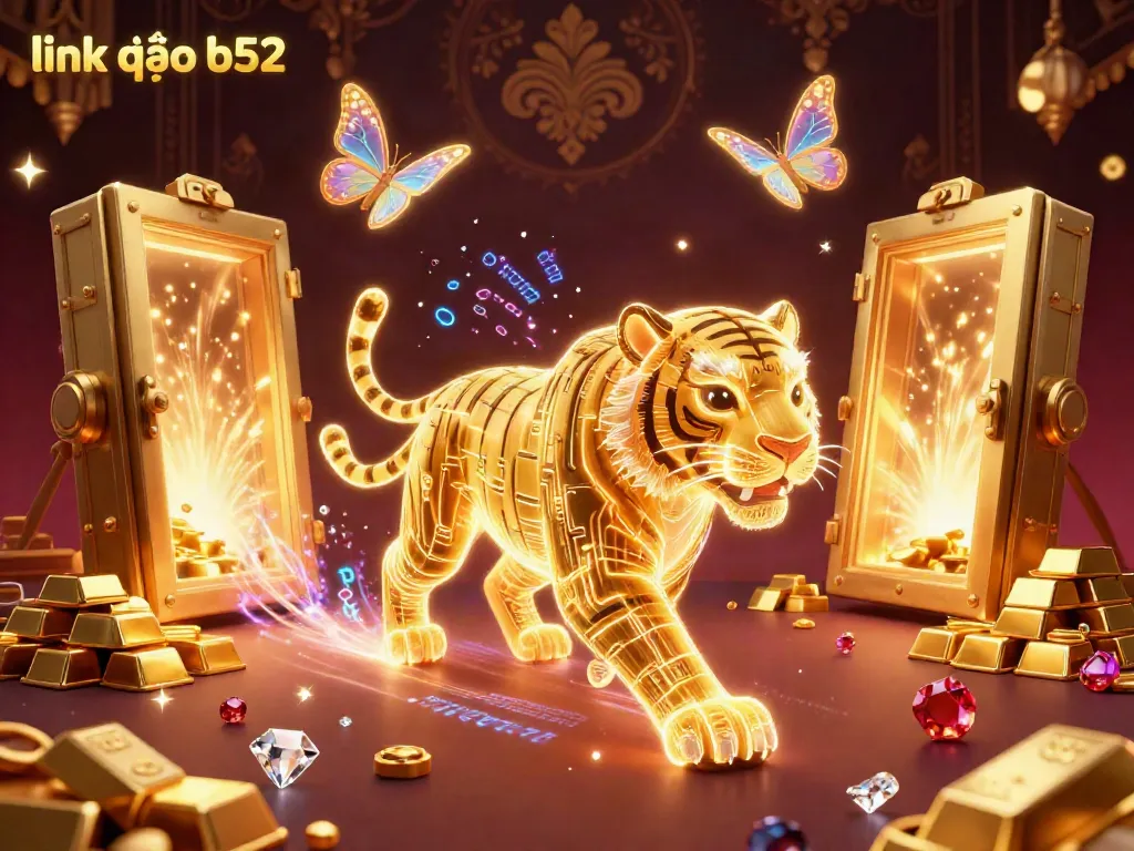 Experience the thrilling action in link vào b52 as the golden tiger prowls through a vibrant digital casino.