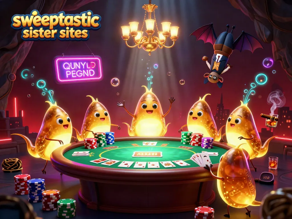 Engage with exciting games at Sweeptastic sister sites featuring vibrant glowworm casino scene.