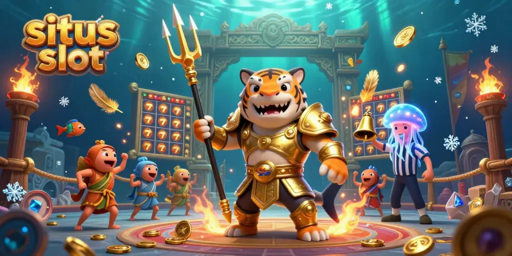 Experience the thrill of situs slot with a vibrant underwater casino scene showcasing unique elements.
